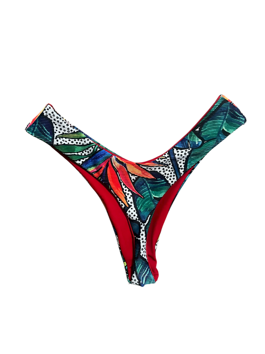Cozumel Thong - XS - Birds of Paradise x Radiant Red