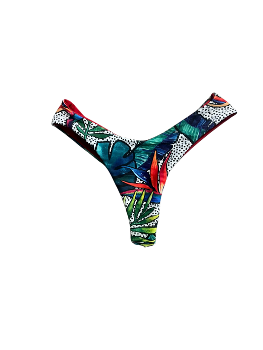 Cozumel Thong - XS - Birds of Paradise x Radiant Red